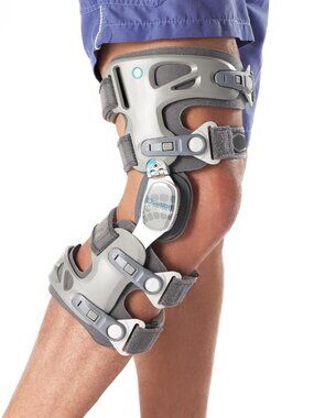 Ovation Medical ROM Post-Op Hinged Adjustable RIGHT Knee Brace Support Gray